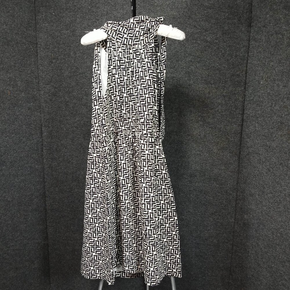 1960's Black White Abstract Print Silk Dress by Shoshanna